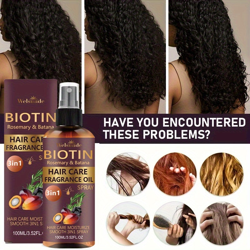 Set of 2 No-Rinse Hair Serum Oil Sprays Featuring Batana And Rosemary, Designed for Quick Volumizing, Smoothing, And Frizz Management. Eliminate Dryness And Split Ends While Providing Heat Protection, Addressing Various Hair