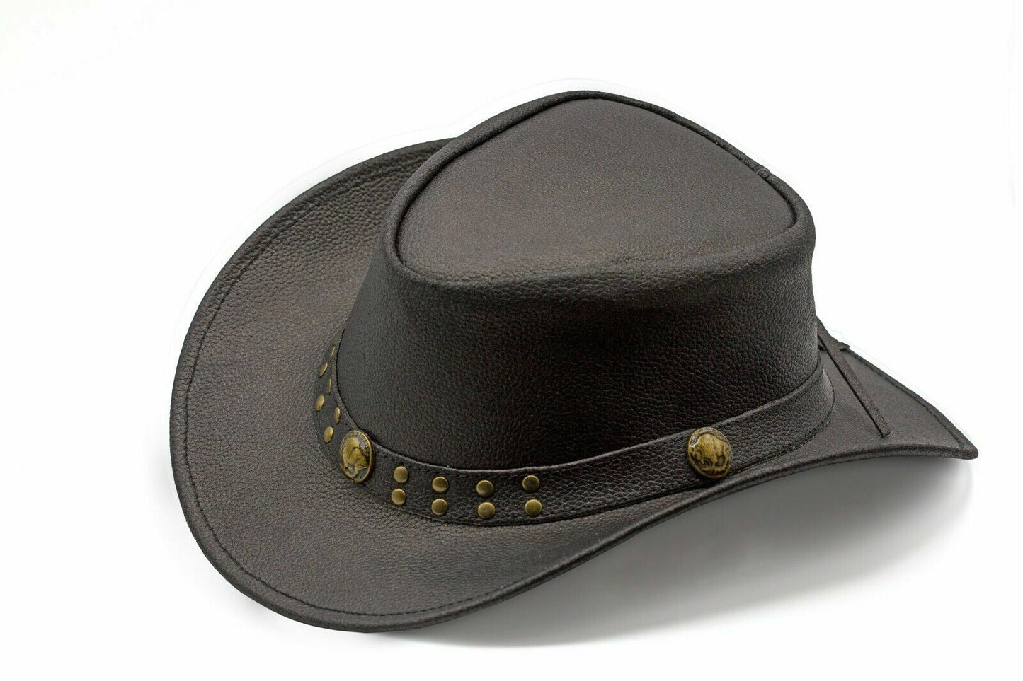 Black Genuine Leather Cowboy Western Hat for Men & Women – Classic Outdoor Ranch Style, Durable Wide-Brim Design for Horseback Riding, Country Events, Travel, Festivals & Daily Wear – Perfect Gift for Winter Season, Chris