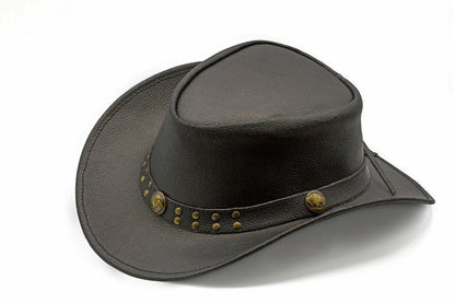 Black Genuine Leather Cowboy Western Hat for Men & Women – Classic Outdoor Ranch Style, Durable Wide-Brim Design for Horseback Riding, Country Events, Travel, Festivals & Daily Wear – Perfect Gift for Winter Season, Chris