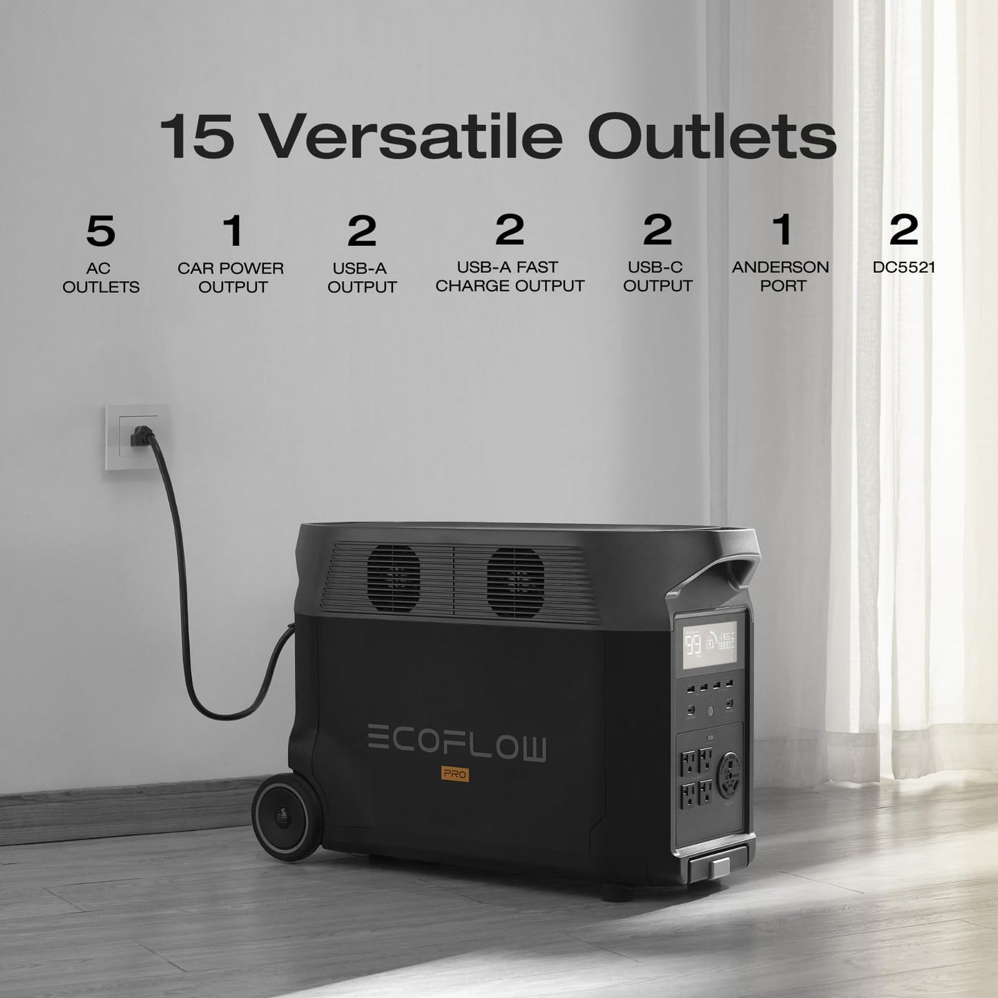 EcoFlow 45W Portable Solar Panel with Portable Power Station DELTA Pro 3600 (Separate Shipment), X-Stream 2.7H Fast Charging, 3600Wh Lifepo4 for 10 Years Power Station, 3.6kWh to 25kWh Expansion (need to connect with extra ba