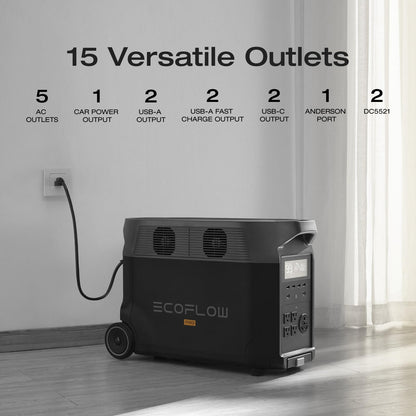 EcoFlow 45W Portable Solar Panel with Portable Power Station DELTA Pro 3600 (Separate Shipment), X-Stream 2.7H Fast Charging, 3600Wh Lifepo4 for 10 Years Power Station, 3.6kWh to 25kWh Expansion (need to connect with extra ba