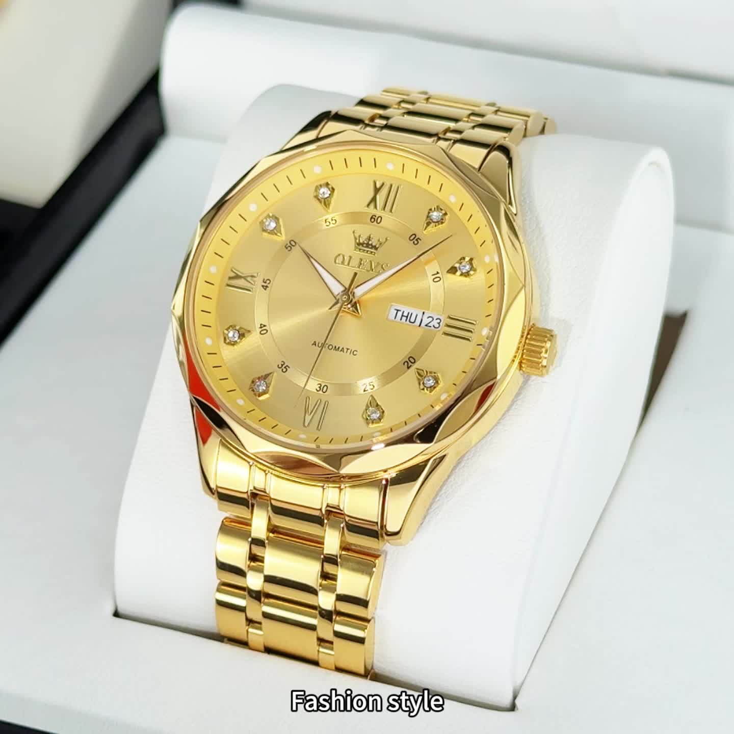 OLEVS Luminous Stainless Steel Automatic Mechanical Watches for Men Brand New Luxury Original Business Golden Men's Wrist Watches Classic Trend Best Selling High Quality Men's Watches,  Classic Design, Premium Materials, Gift