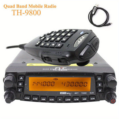 TYT TH-9800 Quad Band Mobile Radio Transceiver - 50W High Power U/V Cross-Band Repeater, 809-Channel DMR/FM/Analog Two-Way Talkie with Lighter Power, USB Cable & Programming for Truck, Taxi, RV, Emergency Services