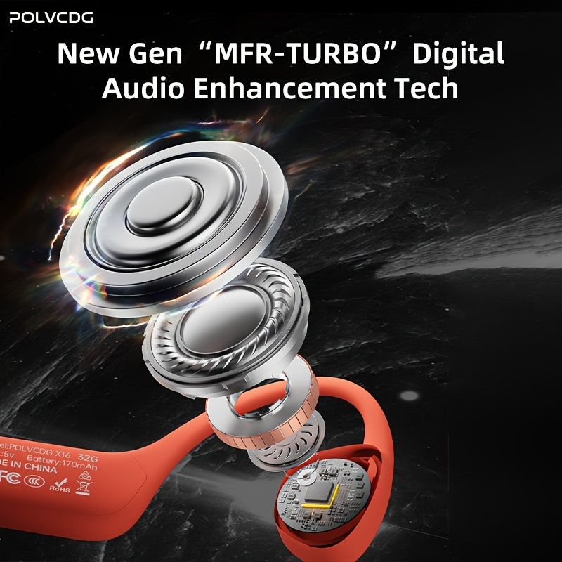 Newly Upgraded 2.0 X16 Wireless Bone Conduction Earphones Are Professional And Sweat Resistant, Providing Clear Communication with The Microphone. The Magnetic Charging Port Has a Long Lifespan And a Large Memory Wireless/Mp3