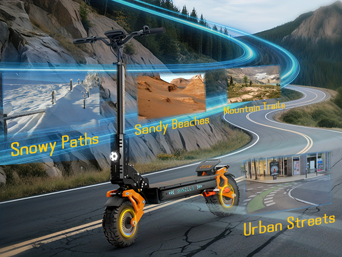Fast Electric Scooter 60V 28.8A, 749W Dual Motor System for Unbeatable Speed, 60 Miles Long Range, Off Road All Terrain 11 Inch Tires, Full Suspensions & Seat, A True Hyper Scooter And One Of The Fastest Heavy Duty E-scooter