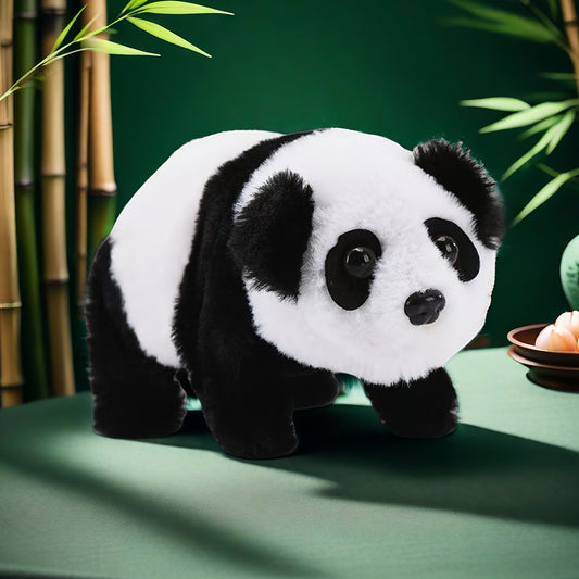 Walking & Singing Smart Robot Panda Plush with -Nodding Interaction - - (Low Voltage) Cute Companion Robot for & Collectors, Realistic Walking & singing functionality