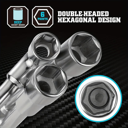 12pcs L-Type Pipe Perforation Elbow Wrench Set, 8-19mm L Shaped Hex Socket Wrench Set, Cr-V Steel, Double-head Socket Wrench, Suitable for Car Maintenance, Construction, Furniture Maintenance And Maintenance, Daily Maintenanc