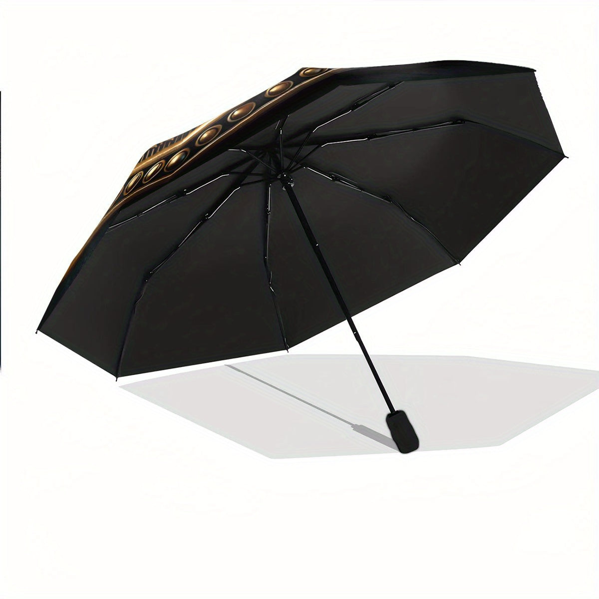 Automatic Folding Umbrella Golden scales of justice emblem. Portable collapsible design, casual outdoor accessory, for all seasons, Christmas birthday festival gift