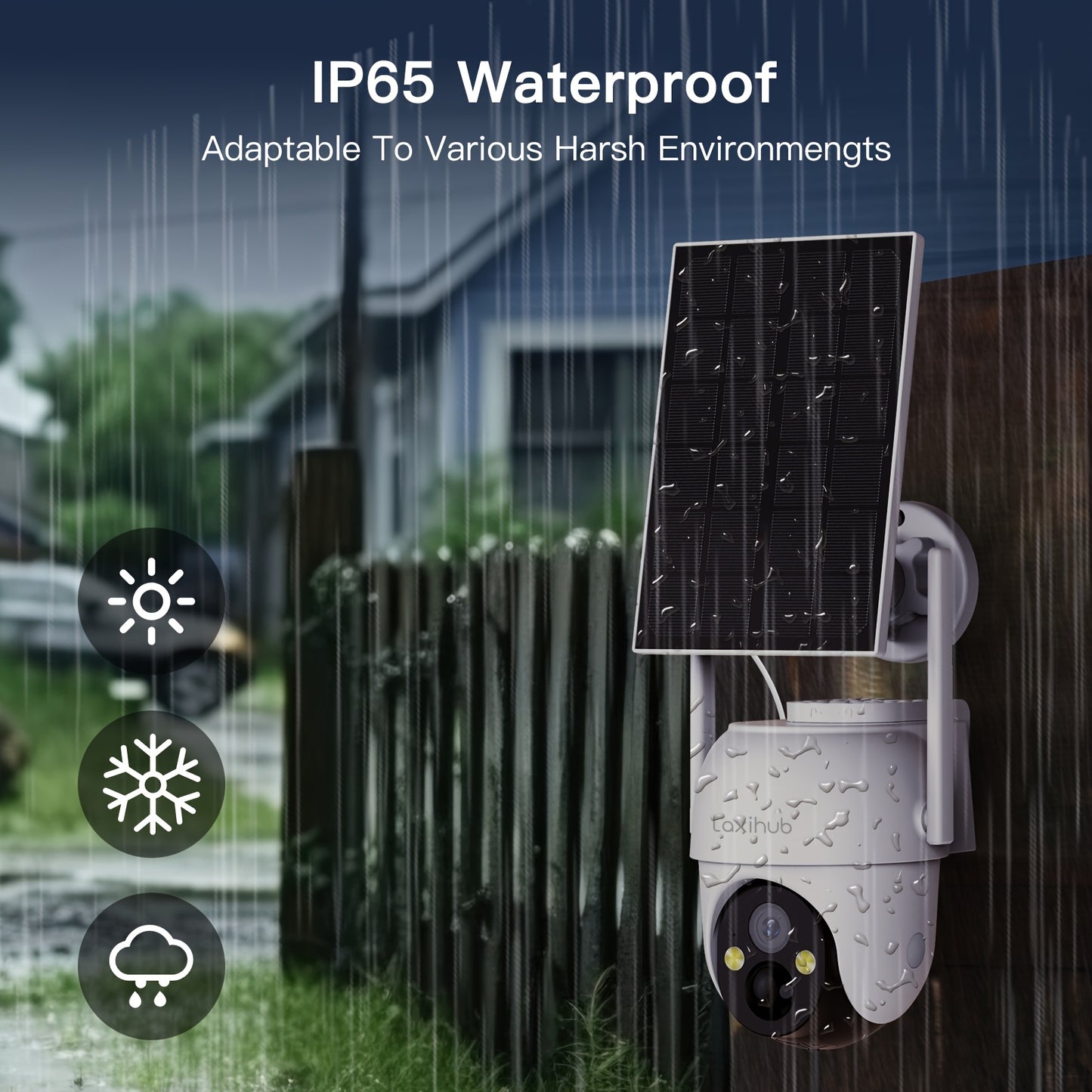 Laxihub GO2T 1296P FHD, 3MP FHD Security Camera Wireless Outdoor, PTZ Solar Wireless Security Camera with AI Human Detection, Wire-Free Battery Solar Powered, Color Night Vison, 2.4G Wi-Fi, 2-Way Audio, Prevent Rainwater Dama