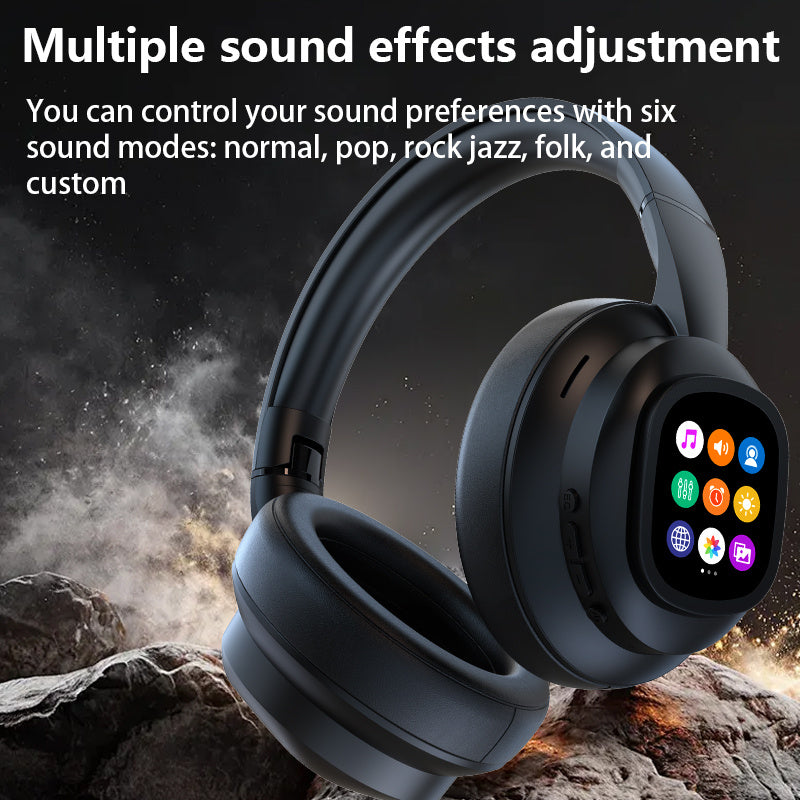 New hybrid active noise-cancelling headphones(with touchscreen), intelligent AI translation, remote control photography, wireless headphones with microphone, soft ear pads, multiple EQ bass, comfortable fit ear cups, suitable