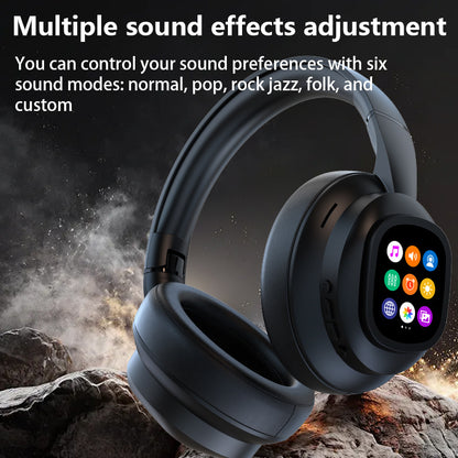 New hybrid active noise-cancelling headphones(with touchscreen), intelligent AI translation, remote control photography, wireless headphones with microphone, soft ear pads, multiple EQ bass, comfortable fit ear cups, suitable
