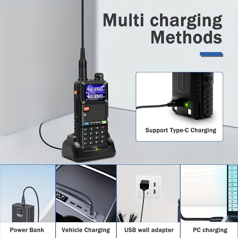 BAOFENG 5RM Ham Radio 10W Long Range Upgrade of UV-5R, Ham Radio Handheld UV-5RM Radio Multi-Band BAOFENG Radio with 771 Antenna, 2500mAh Battery Rechargeable Walkie Talkies for Adults, 2 Pack