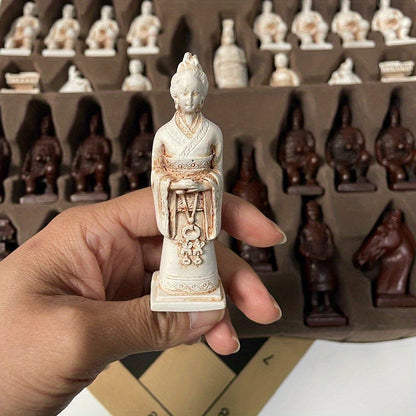Super large chess deliberately made old character shape Cotta Warriors weighted chess board 43cm/16.93inch creative entertainment games Christmas various holiday gifts