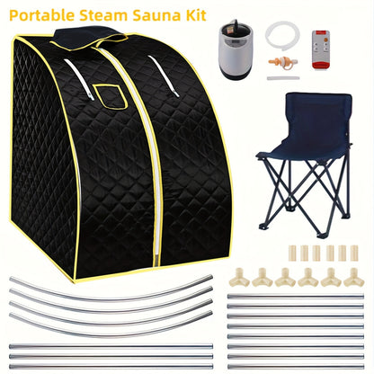 Portable Steam Sauna, Stainless Steel Stand, 87.92oz Personal Therapeutic Sauna For Weight Loss, Detox Relaxation, Suana Room With Remote Control, Foldable Chair