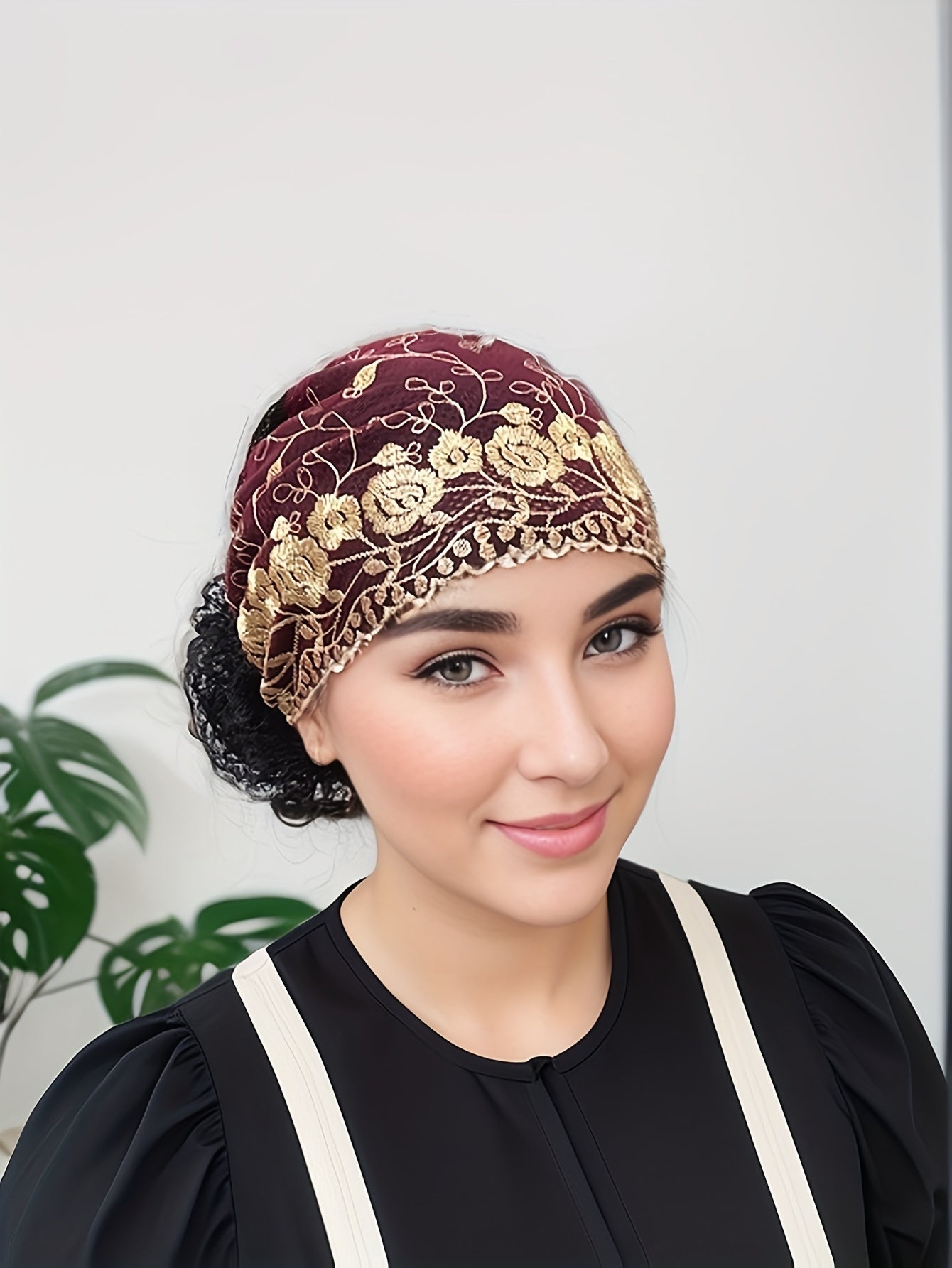 2pcs Women'S Embroidered Floral Breathable Stretch Headwrap | Multi-color Elastic Casual Cute Bohemian Muslim Turban for Hair Covering and Daily Wear