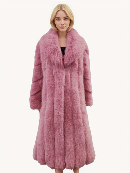 FHILLINUO Chic Women'S Faux Coat | Long Length, Solid Color, Single Breasted, with Pockets, Comfortable and Warm for Fall/Winter