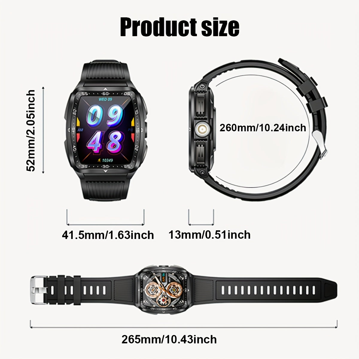 QTLJJBY Outdoor Sports Smart Watch, 1.8 Inch Ultra-Full Touch Display, Wireless Calling, 5ATM High Quality, 400mAh Battery, Push Notification, 100+ Sports Modes (Pedometer, Calories), Weather Forecast, Camera Control, Music M