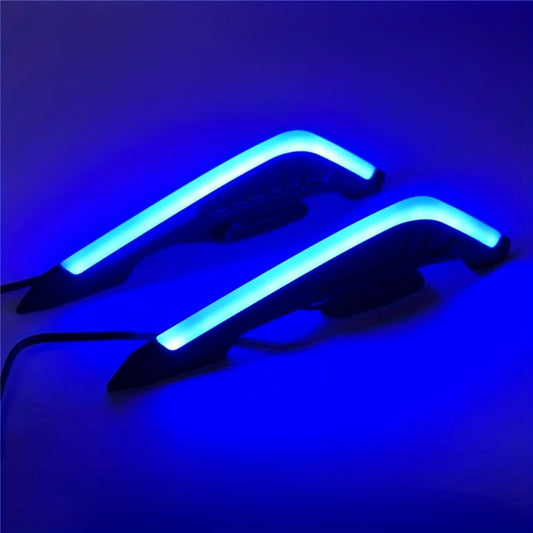Cool Motorcycle Front Spoiler Wings with LED Lights(2pcs) - Vintage Cafe Racer Style Air Dynamics Fins, Universal Fit Aerodynamic Wind Deflector Blades for Cruiser & Street Bike, Durable ABS Plastic, Sleek Design, Stylish Rid
