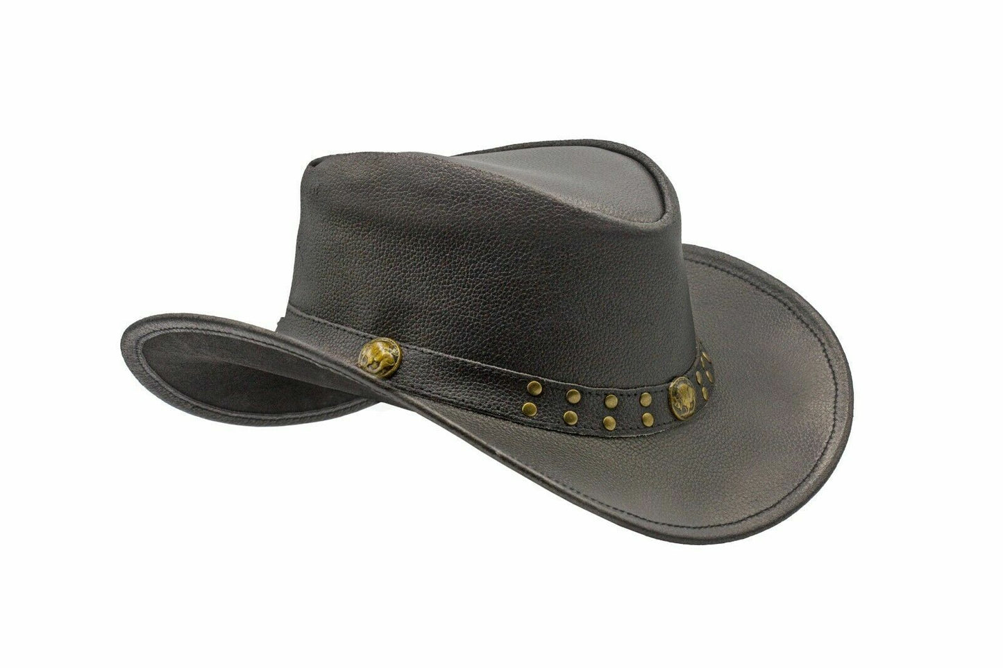 Black Genuine Leather Cowboy Western Hat for Men & Women – Classic Outdoor Ranch Style, Durable Wide-Brim Design for Horseback Riding, Country Events, Travel, Festivals & Daily Wear – Perfect Gift for Winter Season, Chris