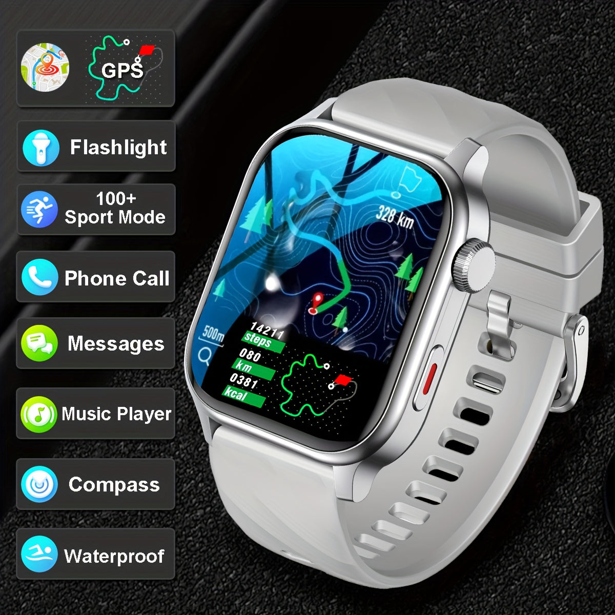 New Stylish Smartwatch, GPS Watch, 2.01-inch Large Screen, Battery, High Quality, Multiple Dials, Wireless Calling and Text Reminders, 100+ Sports Modes, Suitable for Men's and Women's Fitness Tracking Watch | Modern Smartwat