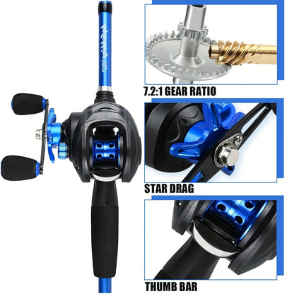 Carbon Fiber Fishing Rod Set with Casting Reel, 500m Nylon Line, Multi-Function Pliers & Bait - Lightweight & Durable for Freshwater & Saltwater Angling, Ideal for Outdoor Fishing, Fishing Gear|Modern Fishing Gear|Durable Fis