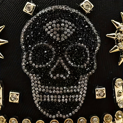 1pc Shiny Rhinestone Skull Baseball Cap Adjustable Breathable Hip-Hop Party Hat Outdoor Cool Fashion Sun Hat