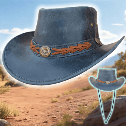 Black Genuine Leather Cowboy Western Hat for Men & Women – Classic Outdoor Ranch Style, Durable Wide-Brim Design for Horseback Riding, Country Events, Travel, Festivals & Daily Wear – Perfect Gift for Winter Season, Chris
