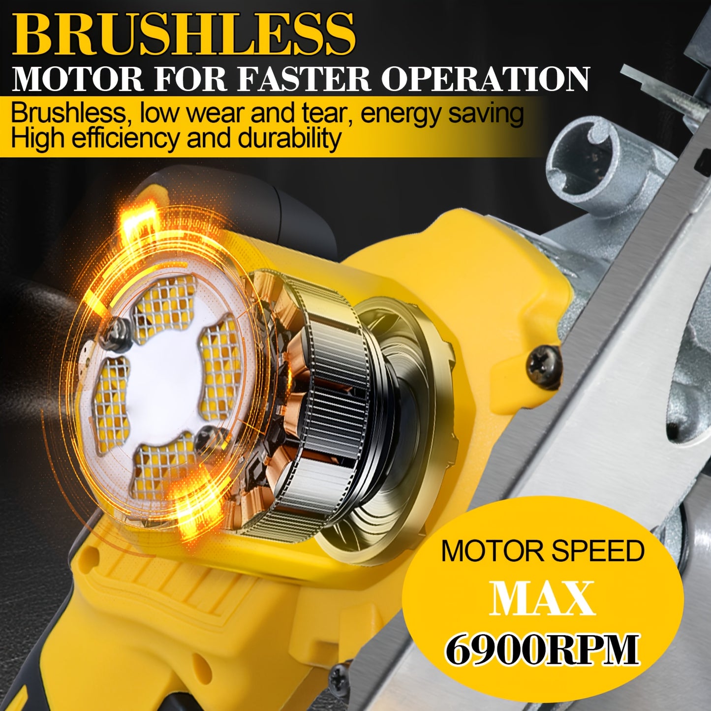 5 Inch Brushless Cordless Circular Saw, 2*3Ah Battery Powered, Adjustable Depth And Angle (0-45°), Four 5-inch Saw Blades, 6900RPM Power Wood Saw with Brushless Motor & Dijital Display, Portable for Wood, Metal, DIY Projects