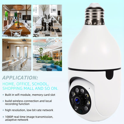 10pcs FHD 2MP Wireless Light-Bulb Security Camera, Work With 2, 4ghz WiFi, Motion Auto Tracking, 2 Way Audio, Spotlight Night Vision, E27 Screw-in CCTV Camera