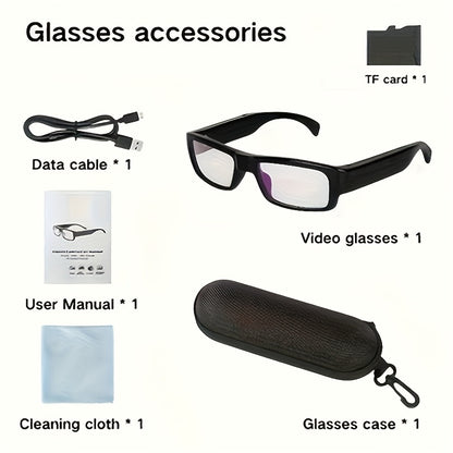 1pc Smart Glasses with Camera, 1080P HD Camera, Digital Video Recorder Camcorder Eye Protection DV Camera glasses Video glasses, Recording Portable Camera Ultra Clear Camera Glasses with 64GB Memory Card, Long-lasting battery