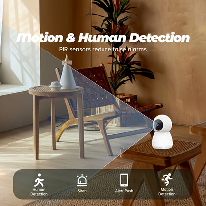 4MP 360° Indoor Smart Security Camera, 360° Pan/tilt Home Security Camera, 5GHz And 2.4GHz Dog Camera With HD Video, Two-way Audio, Night Vision Function, Human Shape Motion Detection And Pet Monitoring, Can Be Used With Al
