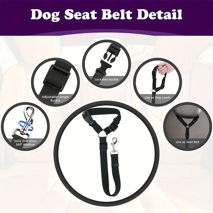 1pc Dog Belt Vest-Adjustable Car Safety Belly Band, Equipped With Solid Metal, Comfortable Padded Design And Ergonomic Support, Convenient Installation Automatic Haul Rope, Dedicated Pet Travel