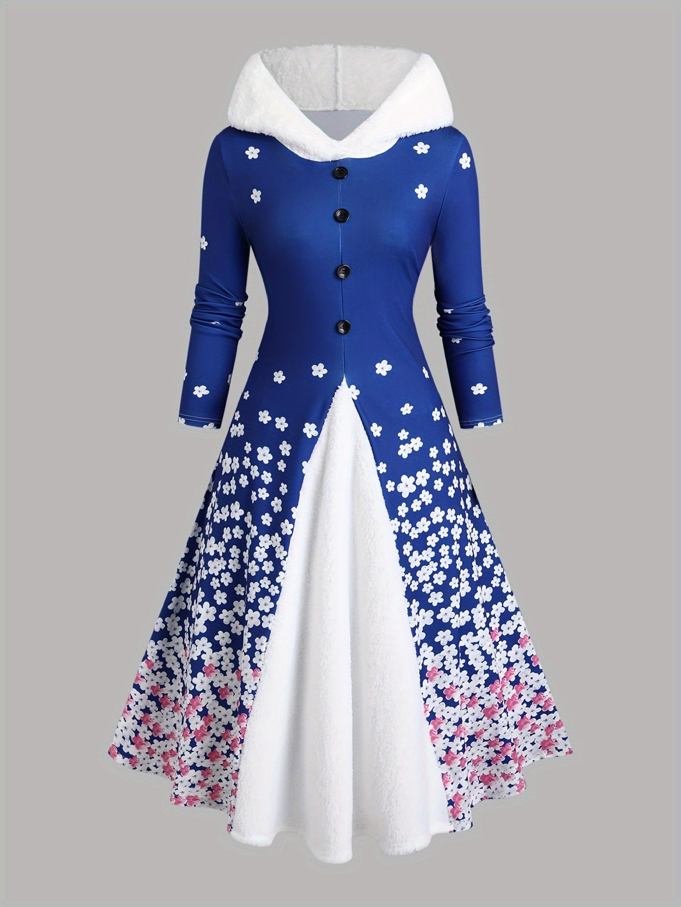 New Autumn And Winter Collection: Stylish Printed Fitted Dress with Long Sleeves And a Hooded Design