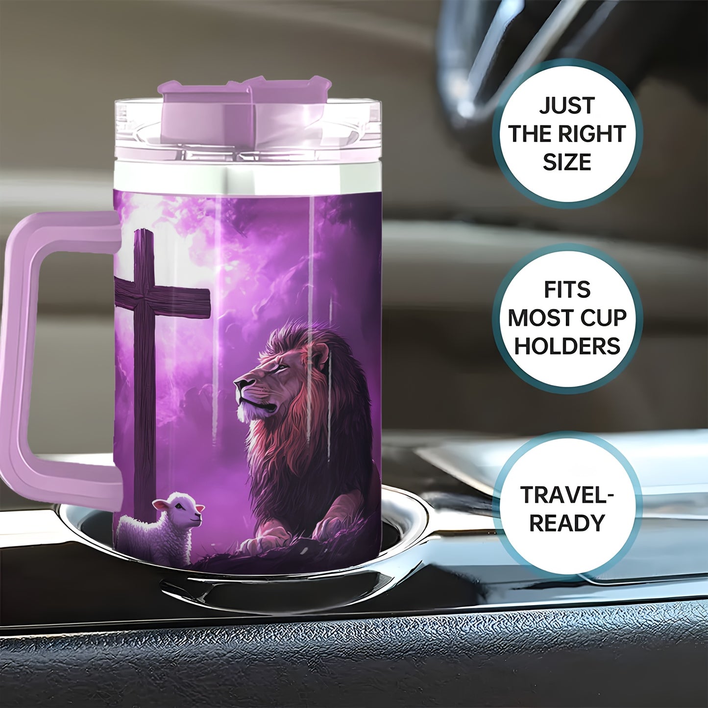1pc MISVAN Personalized Tumbler with Lid - Custom Name Engraved 40oz Stainless Steel Insulated Water Bottle, Hot & Cold Drinkware for Outdoor Travel, Cross Print Design - Ideal Gift for Birthdays, Easter, Thanksgiving, Mother
