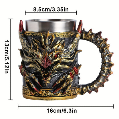 [Dragon Steel Mug] 1pc Dragon-Shaped Stainless Steel Mug with Monster Theme Round Stripe Pattern - Insulated, Reusable, Hand-Wash Only - Ideal for Halloween, Christmas, Easter, Thanksgiving, Father'S Day - Perfect Birthday Gi