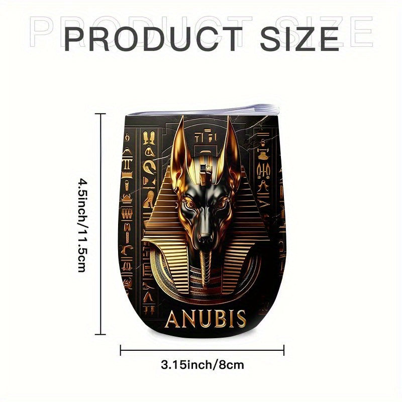 1pc Egyptian Anubis Themed Stainless Steel Tumbler - 12oz Leak-Proof Coffee Cup & Mug with Anubis God Design, Egyptian Art for Coffee, Tea, Smoothies - Ideal Gift for Egypt Lovers, Durable & Portable for, Office, Travel