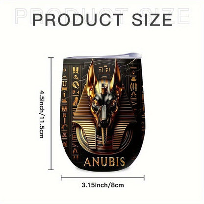 1pc Egyptian Anubis Themed Stainless Steel Tumbler - 12oz Leak-Proof Coffee Cup & Mug with Anubis God Design, Egyptian Art for Coffee, Tea, Smoothies - Ideal Gift for Egypt Lovers, Durable & Portable for, Office, Travel