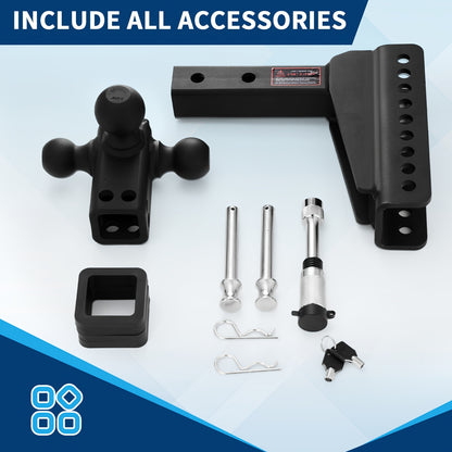[Durable] Heavy-Duty Adjustable Trailer Hitch with Triple Ball Mount (1-7/8", 2", 2-5/16" Receivers) - Fit, Anti-Theft Locking Pins, Powder-Coated Metal, Ideal for RVs, Boats, and Trailers up to 12, 500 lbs GTW