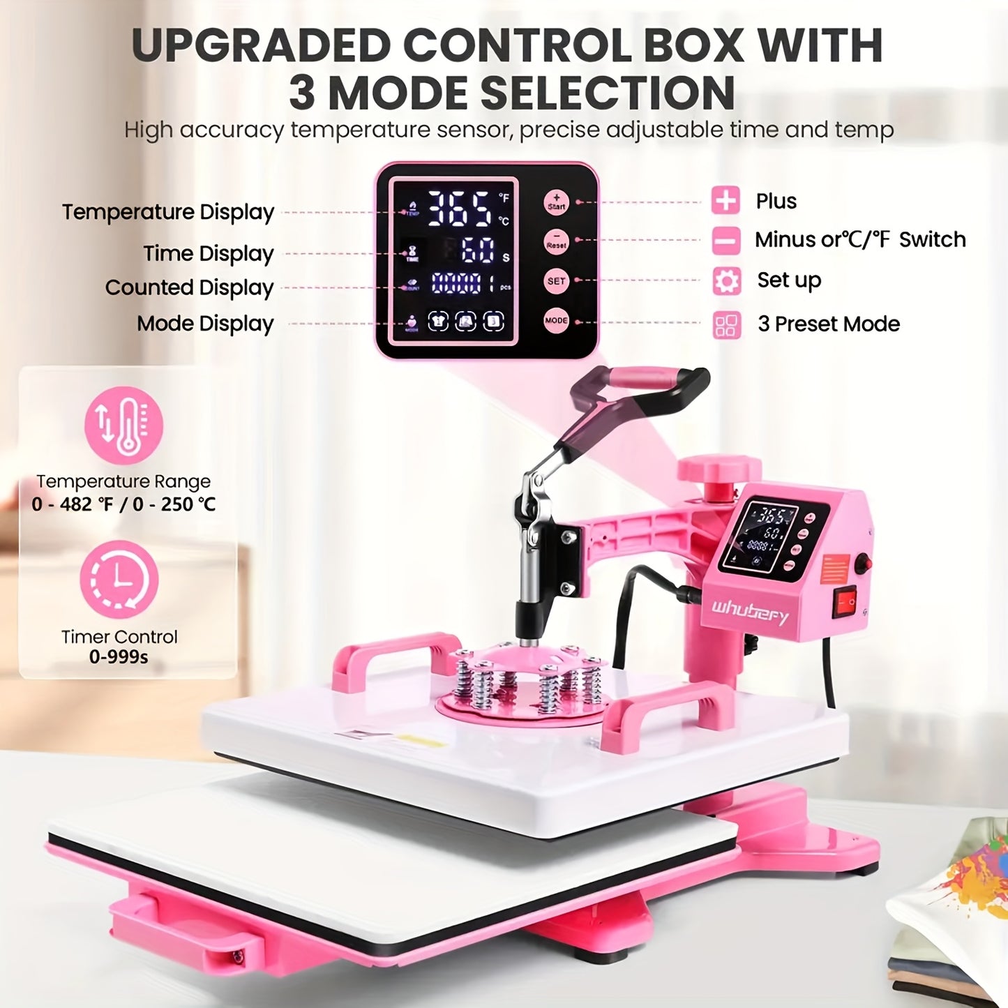 This Is a Versatile Heat Press Machine Combo Featuring an 8 in 1 And 5 in 1 Design, with Dimensions of 15"X15" And 15"X12". It Has a Rotatable Design And Is Suitable for Transferring Images Onto Various Items Such As T-Shirts