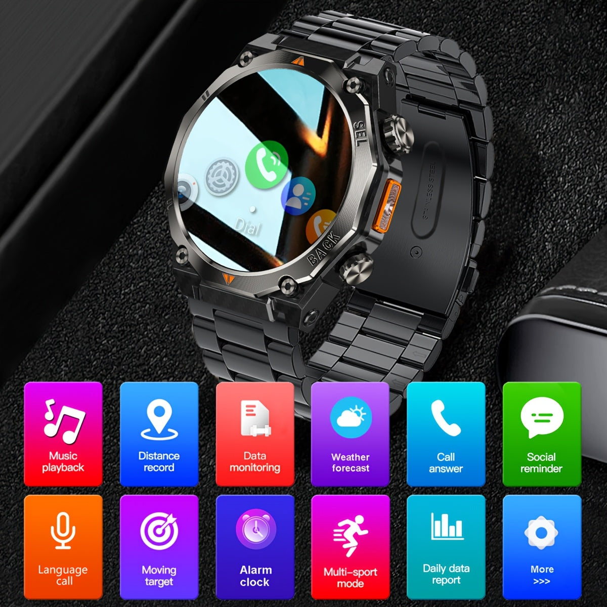 COIUSOR'S New GPS Smartwatch with LED Flashlight, 1.46-inch AMOLED HD Display, Wireless Calling, Real-Time Message Sync, One-Click Connection, Music Playback, GPS, Compass, Altitude, Barometer, Stopwatch, High Quality, Over 1