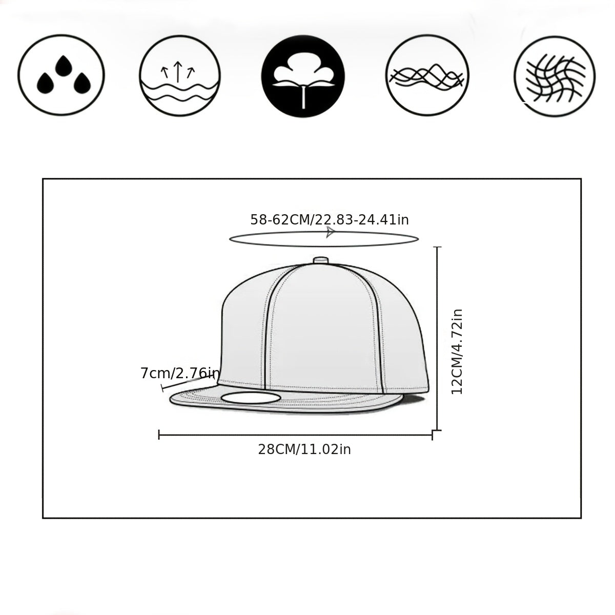 2Color Selection Cap 58-62cm/22.83-24.41in Men'S Baseball Cap, Washable Baseball Cap, Printed Baseball Cap, Streetwear Accessory, Casual Headwear, Sporty Design, Stylish Cap, Breathable Material, Durable Fabric, Adjustable Ca