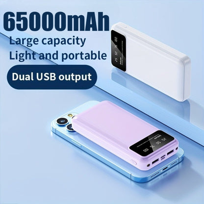 65000mAh High-capacity Portable Power Bank, Portable USB Charger, for iphone17/ 16/ 15/ 14/ 13/ 12/ 11/ XS, Portable Charger with LED Power Display Outdoor Travel Emergency Backup Power Bank, Best Gift for Halloween And Chris