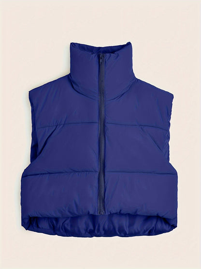 Women'S Sleeveless Vest - Vibrant Pink Slim-Fit Alternative Coat with Drawstring Hood, Zipper Front & Pockets for Fall/Winter Casual Wear, Casual Winter Wear | High Neckline Vest | Zippered Jacket