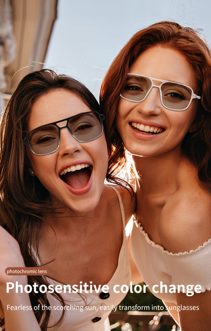 All-in-One Smart Glasses: Advanced blue light filtering & photochromic lenses, open-ear HD audio, and ultra-lightweight design. Enjoy seamless calls, music, and all-day comfort.
