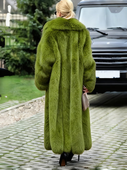 FHILLINUO Chic Women'S Faux Coat | Long Length, Solid Color, Single Breasted, with Pockets, Comfortable and Warm for Fall/Winter