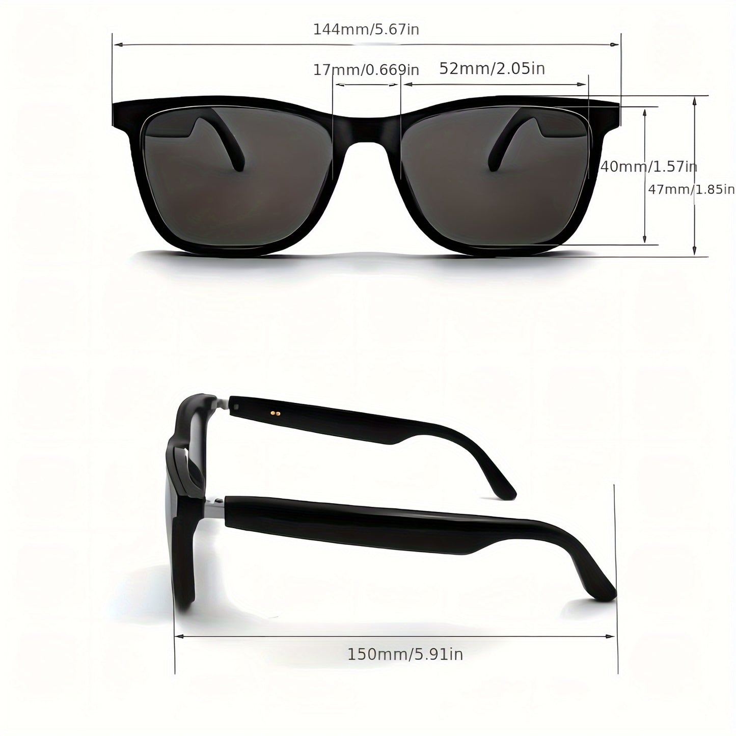 Smart Glasses with Magnetic Frame, 3 Lens Colors, Built-in Microphone, HD Calling, HiFi Music, Touchpad Control, TWS Technology, Compatible with iPhone/ Android, AI Voice Assistant, USB Charging, Non-Waterproof, Ideal for Out