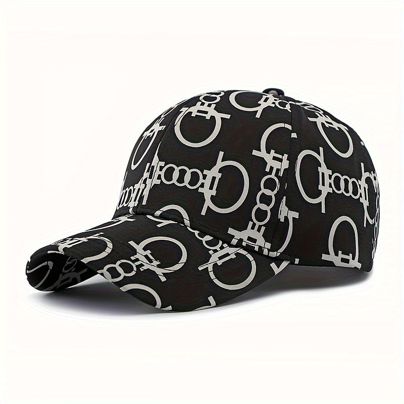 [Breathable Skull Cap] Men'S & Women'S Breathable Baseball Cap - Adjustable, Stylish Black with White Skull & Crossbones Print, Perfect for Spring & Summer, Casual Headwear | Skull Print Cap | Breathable Fabric