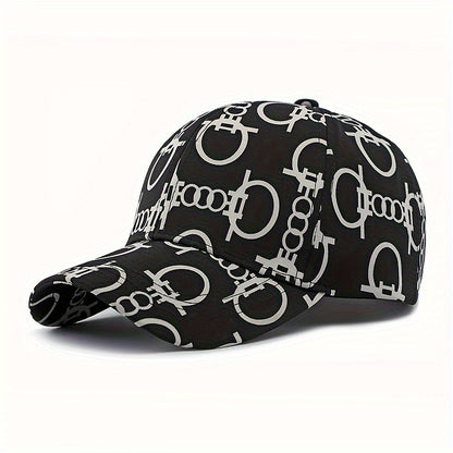 [Breathable Skull Cap] Men'S & Women'S Breathable Baseball Cap - Adjustable, Stylish Black with White Skull & Crossbones Print, Perfect for Spring & Summer, Casual Headwear | Skull Print Cap | Breathable Fabric