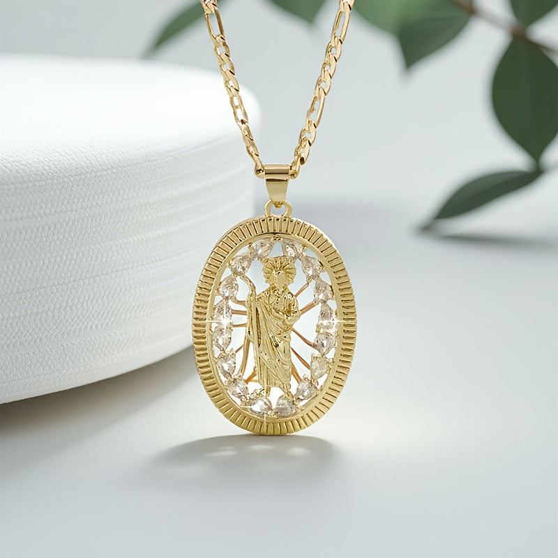 1pc Religious Jesus Christ Jewelry - 24-Inch Saint Death Pendant Necklace with Sacred Guadalupe Icon, Latin Faith Symbol for Weddings, Parties, Year-Round Wear - Women's Spanish Language Religious (Ramirez Line Collection