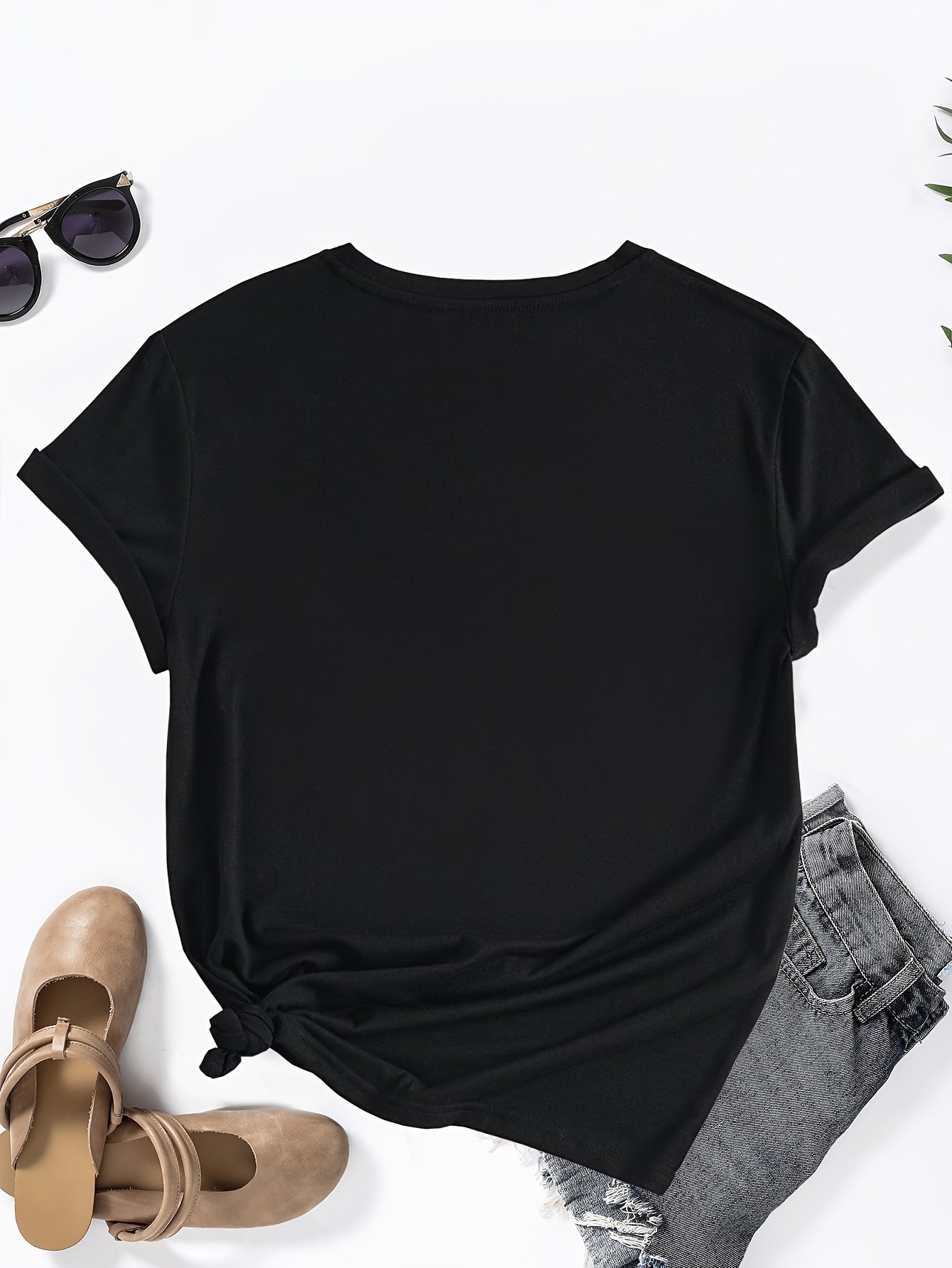 Mom Grandma Print Crew Neck T-shirt, Casual Short Sleeve Top For Spring & Summer, Women's Clothing